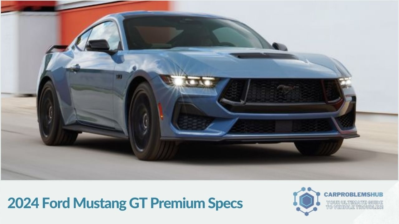 Specifications and technical details of the 2024 Ford Mustang GT Premium.