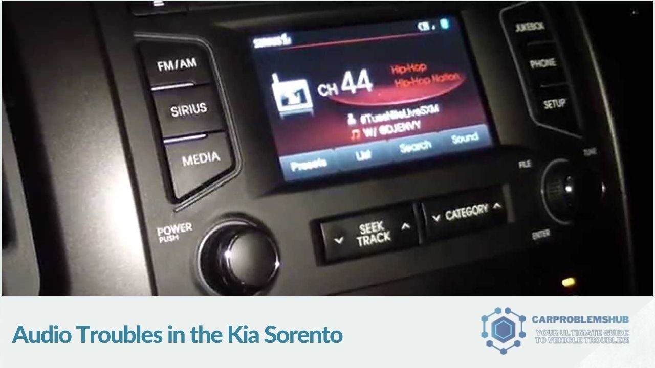 Common audio system problems experienced in the 2016 Kia Sorento.