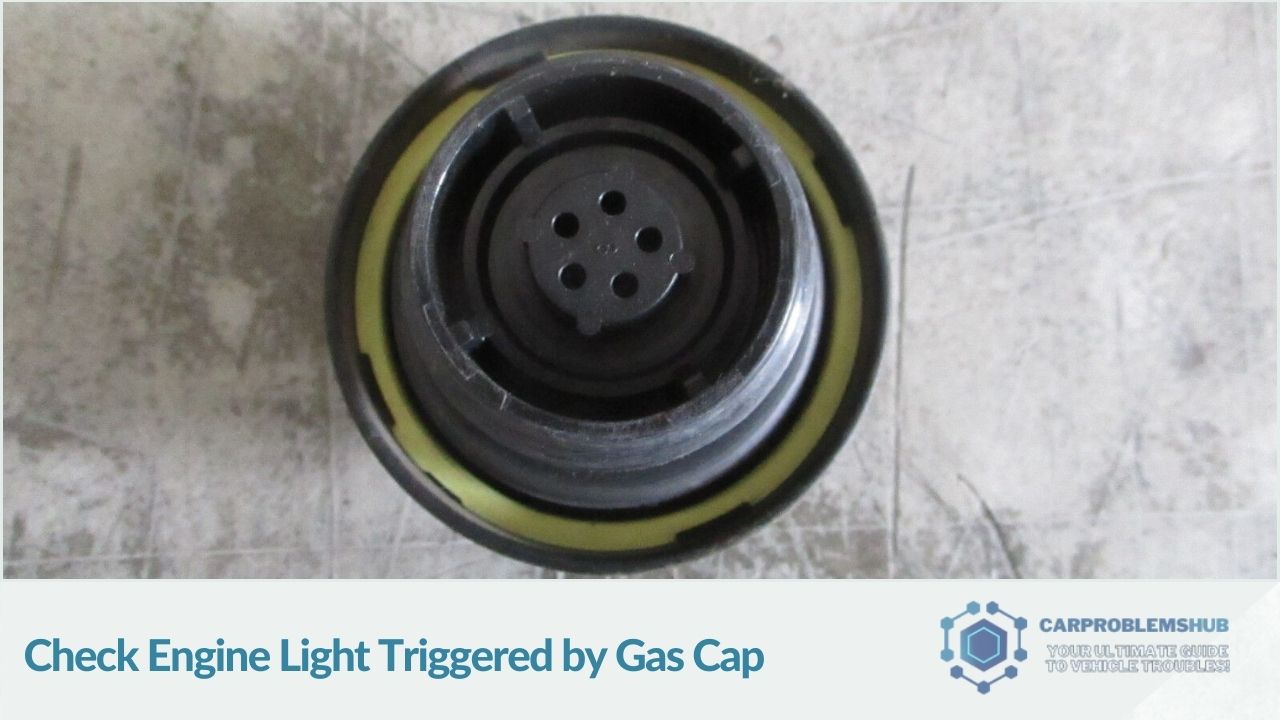 Incidents of the check engine light being triggered by gas cap issues.