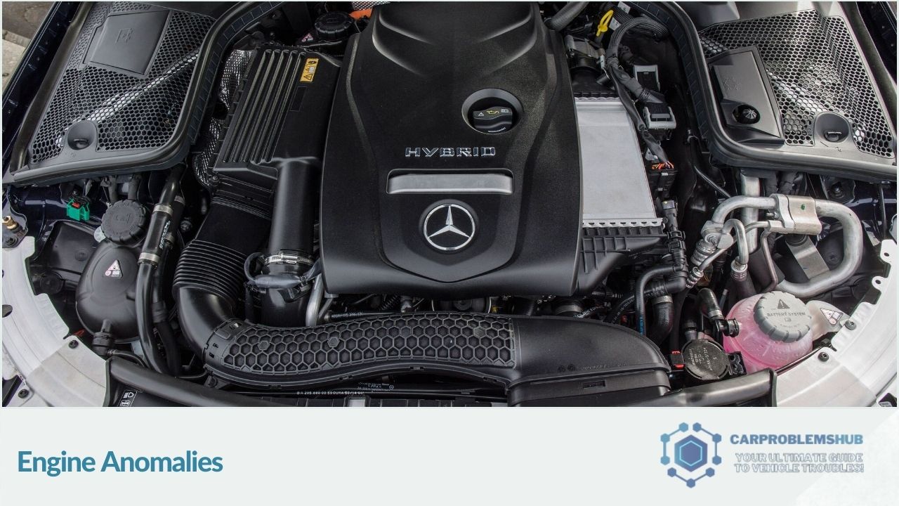 Description of unusual engine behaviors in the Mercedes C350e Hybrid.