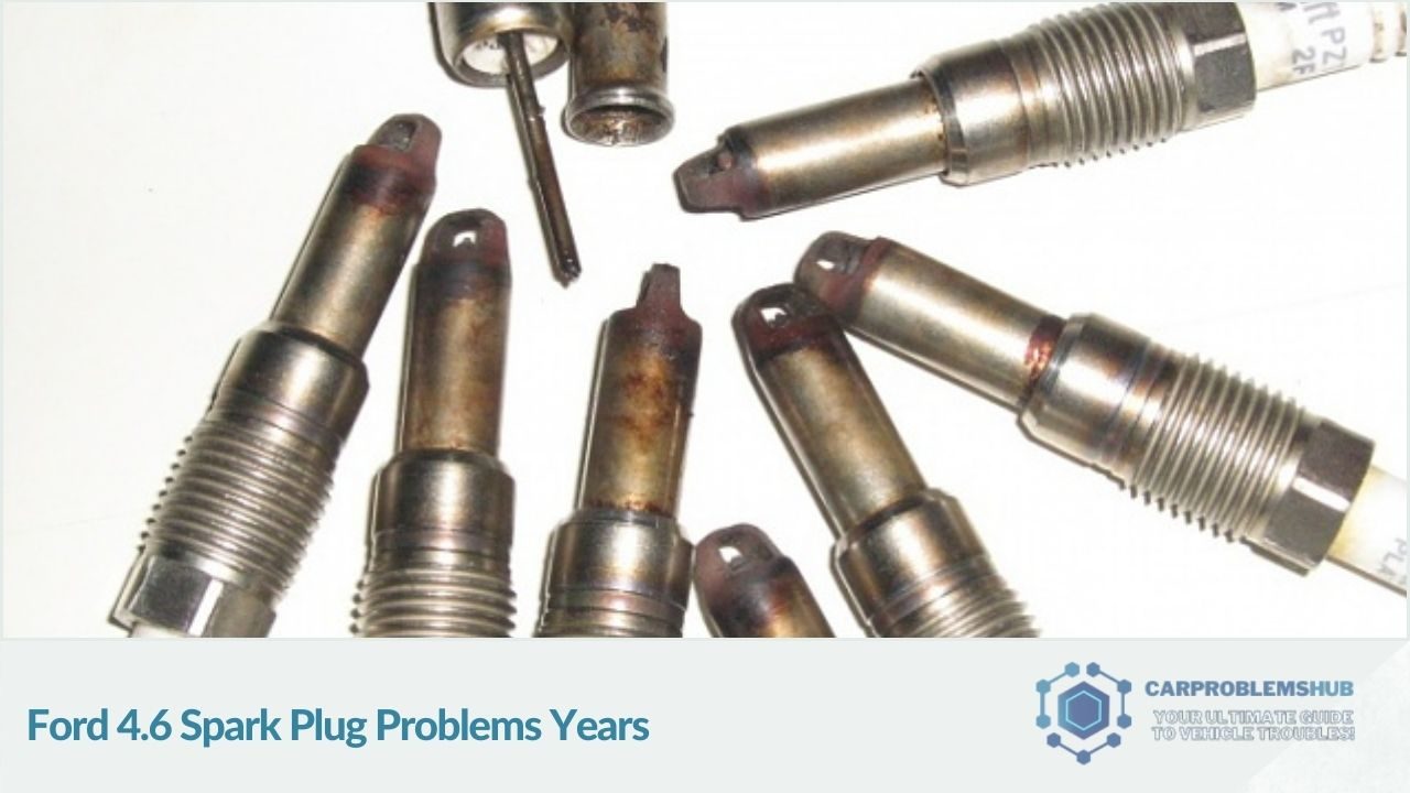 Overview of the model years affected by spark plug issues in Ford 4.6 engines.