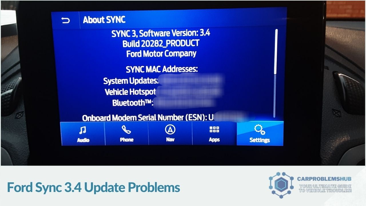 Ford Sync 3.4 Update Problems