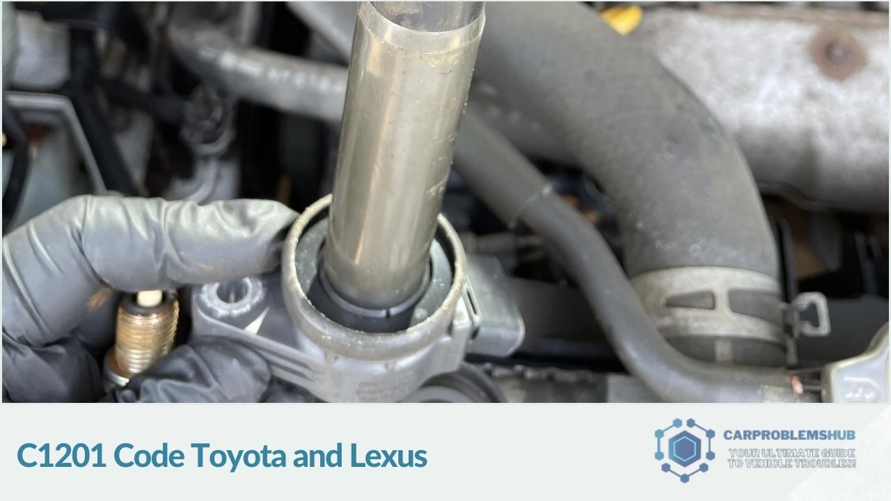 An image illustrating common causes and solutions for the C1201 error code in Toyota and Lexus vehicles.