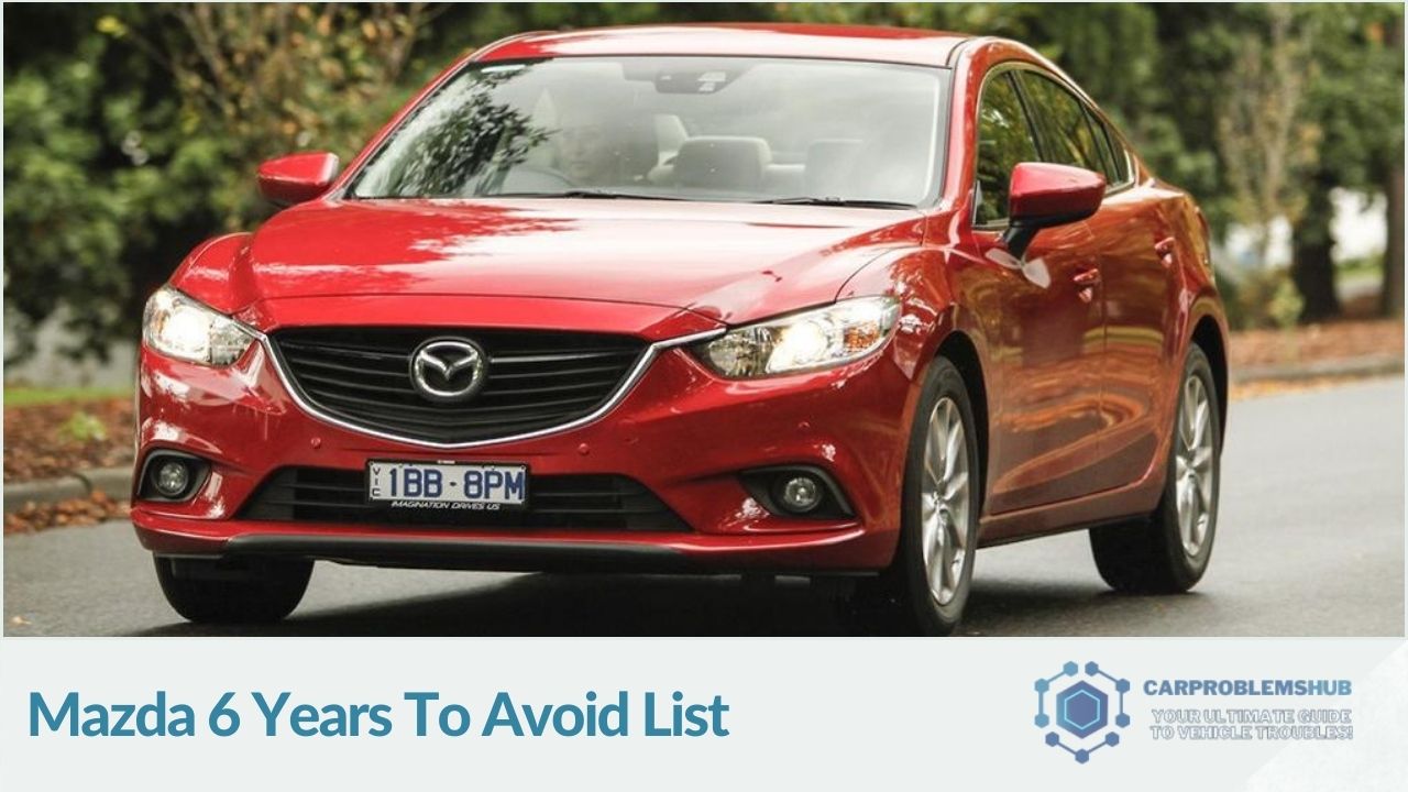 A guide highlighting specific model years of the Mazda 6 that are advisable to avoid due to known issues.