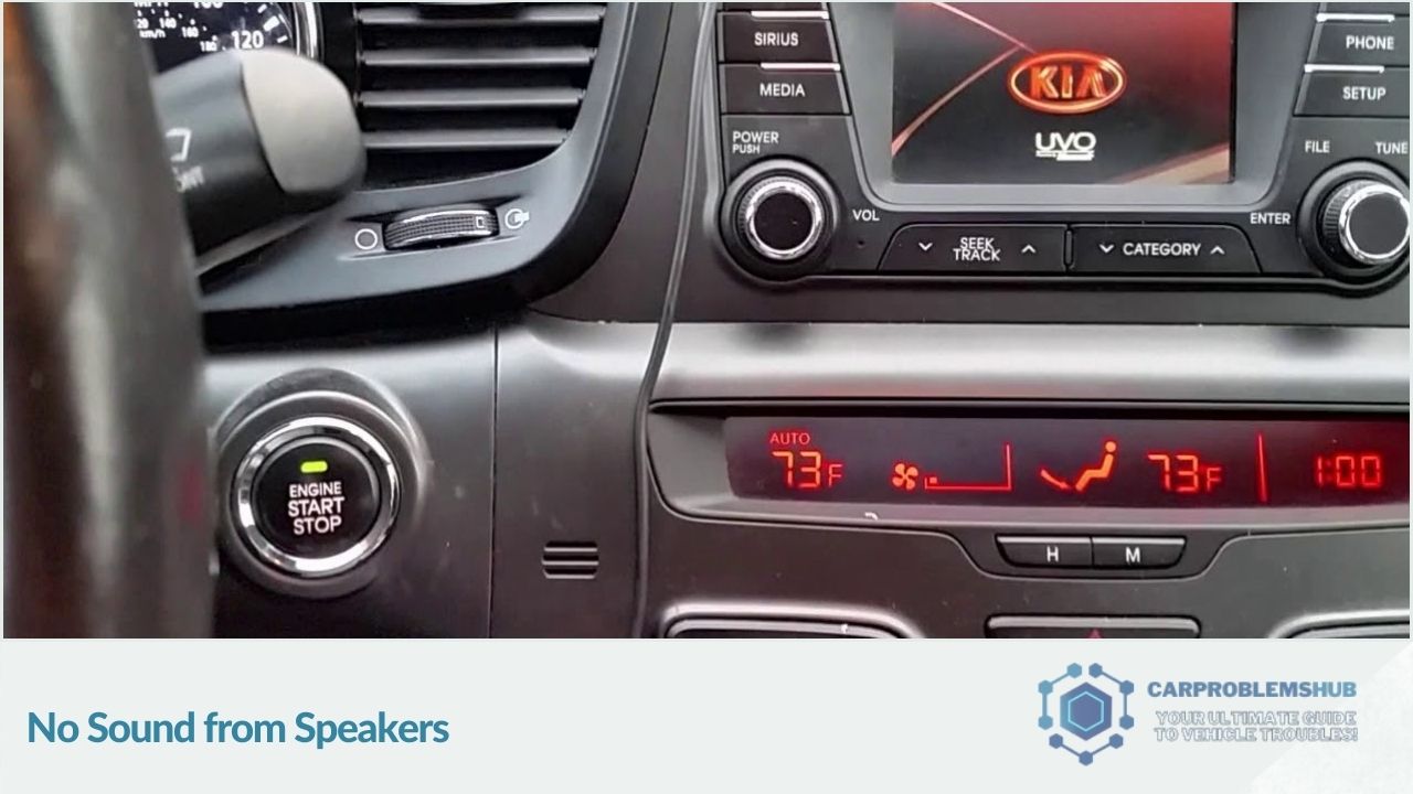 Audio system issues leading to lack of sound output in the 2014 Kia Sorento.