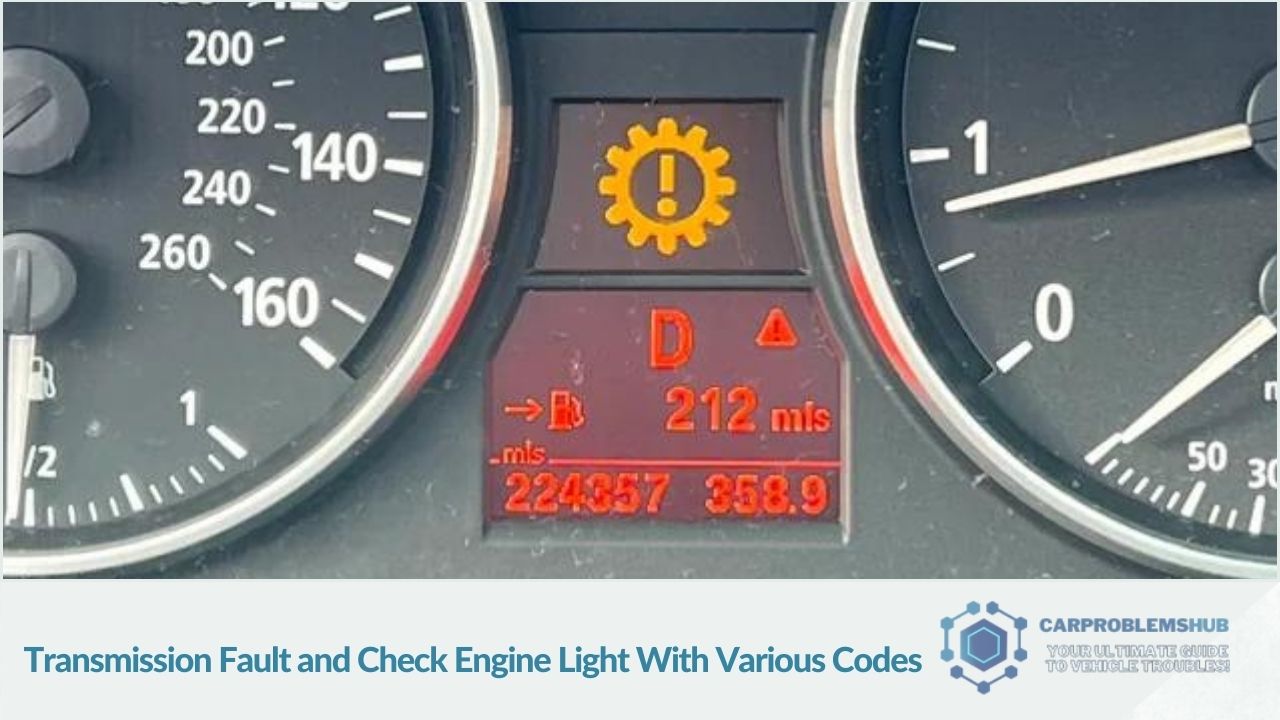Transmission errors and check engine alerts with diverse codes in the Chevrolet Equinox.